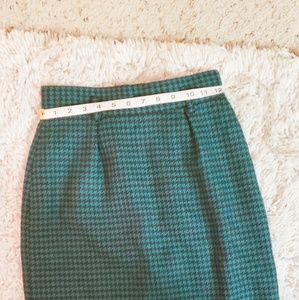 Vintage Green/Black Houndstooth Pencil Skirt